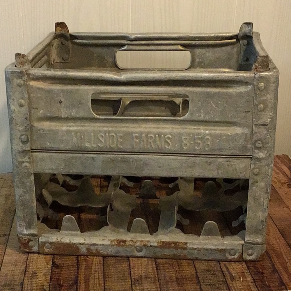 Vintage aluminum Milk Crate
